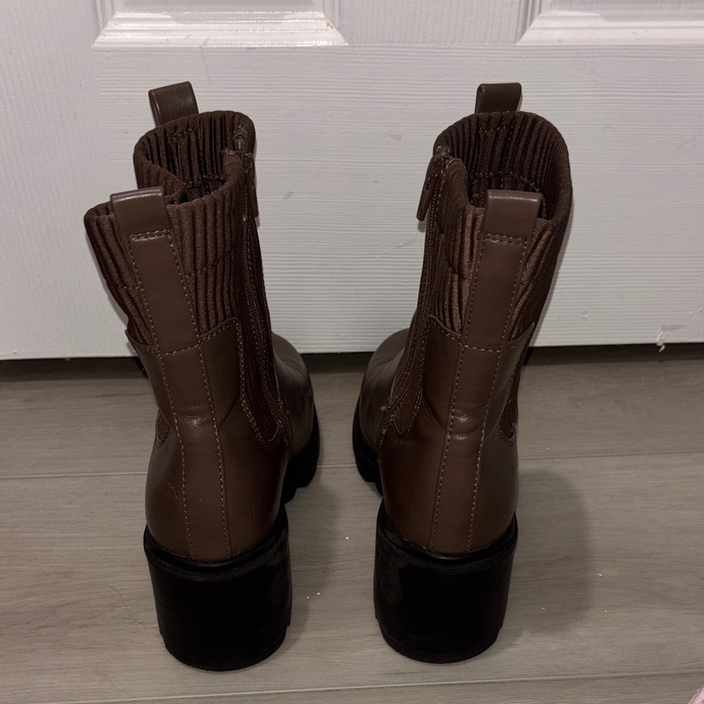 Target Brown Ribbed Combat Boots - Picture 2 of 6